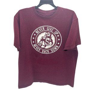 Men's Size Large Sonoma Tag Short Sleeve Tee Maroon Boxing Themed T-shirt 21x27